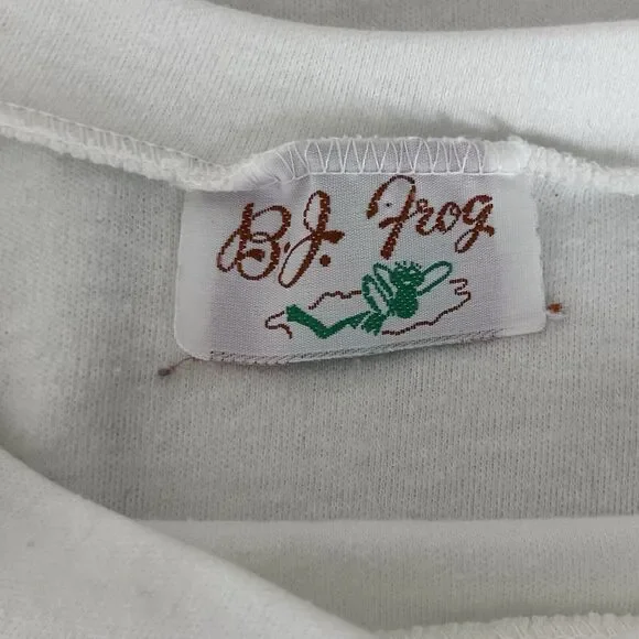Vintage BJ Frog Sleep Shirt Womens Medium 80s Ducks Sailor Nautical Stripe Retro - Picture 6 of 11